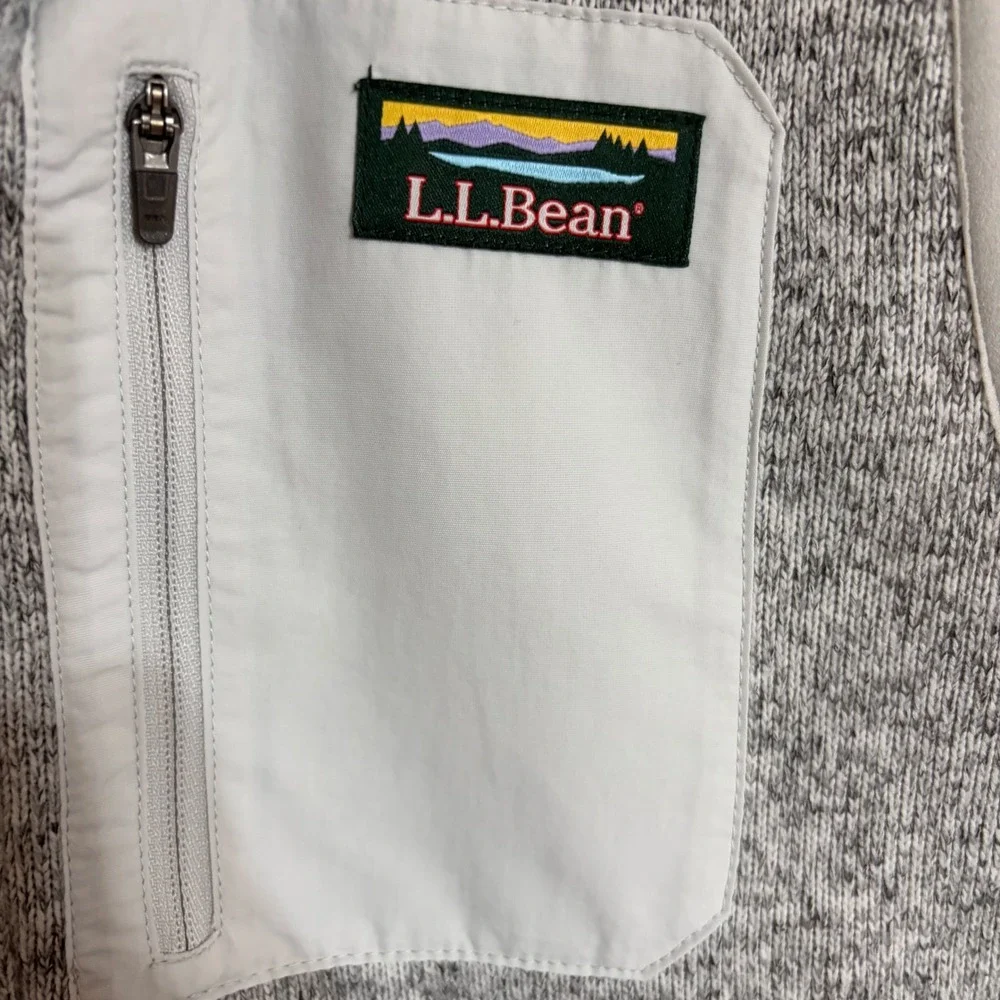 LL Bean Womens Sweater Fleece Vest Gray Heather Full Zip 511766 Small Regular